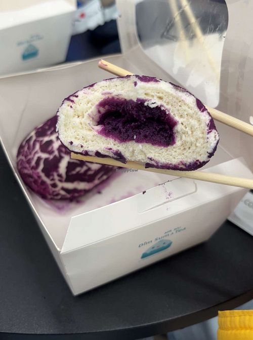 purple yam bun!!!!!  at Mr. Wu Dim Sum in New York City
