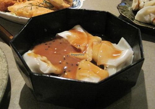 Ravioli in peanut sauce. Yummy. at Yuan in Montreal