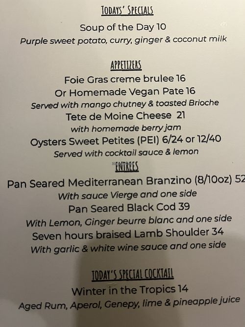 Special menu  at Longet in Venice