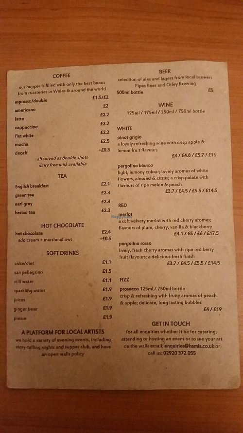 menu 2 at Kemis Pontcanna in Cardiff