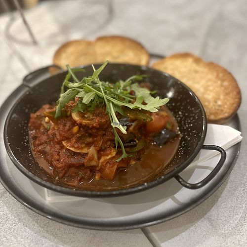 Eggplant caponata  at Marina Lunga in Balmain