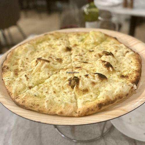Garlic and vegan cheese pizzaa  at Marina Lunga in Balmain