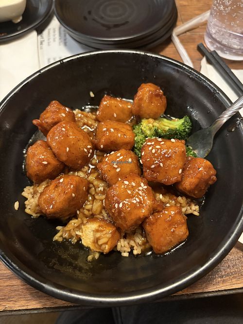 Impossible sesame chicken bowl with fried rice  at Eatabowl in Mooresville