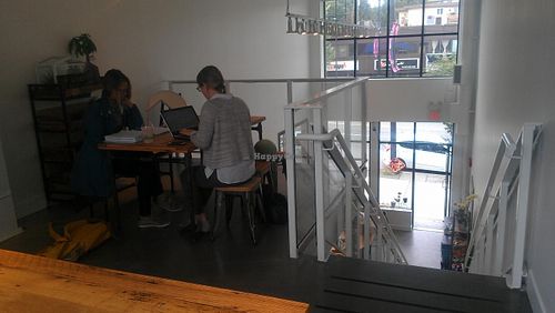 Upstairs seating area at Radicle Juice in Vancouver BC. Canada at Radicle Juice in Vancouver