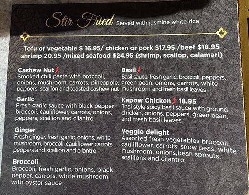 All fried dishes except one can be made vegan    at Krua Khun Rose in Sandwich