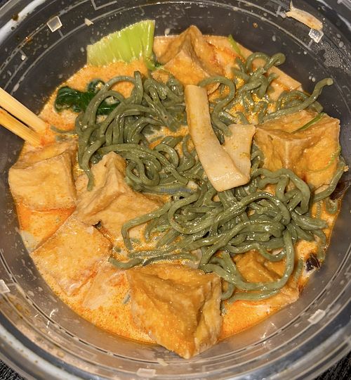 Takeout vegan spicy tonkotsu ramen (no corn)  at Yoko San Ramen in Naples