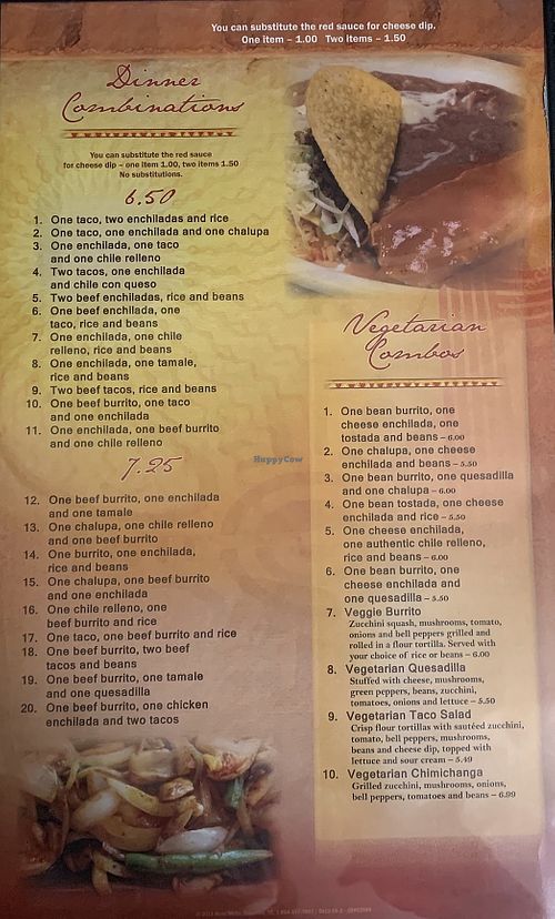 Vegetarian menu, includes several options that are vegan or can be made so    at Dos Amigos Mexican Restaurant in Albany