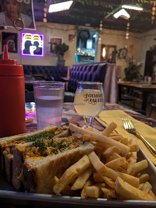 BBQ tempeh sandwich and local cider at Hail Mary in Asheville