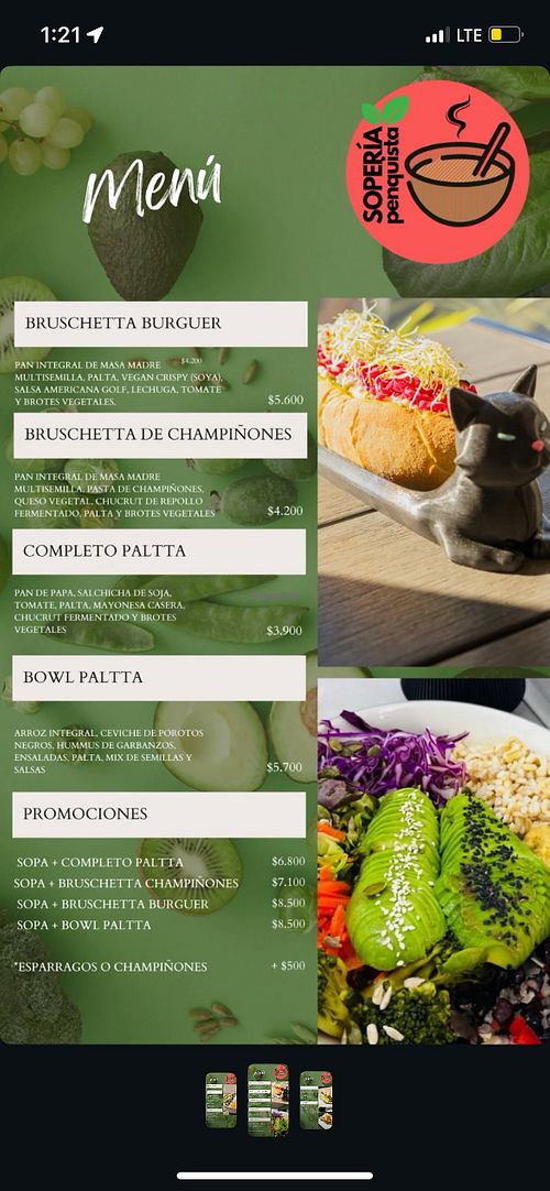 Menu pg 2/3  at Paltta Soperia Penquista in Concepcion