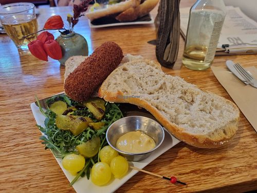 Croquette sandwich at Museum Het Schip Cafe in Amsterdam