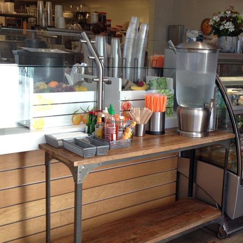water, utensils, condiments area  at s.e.e.d. Cafe in Phoenix