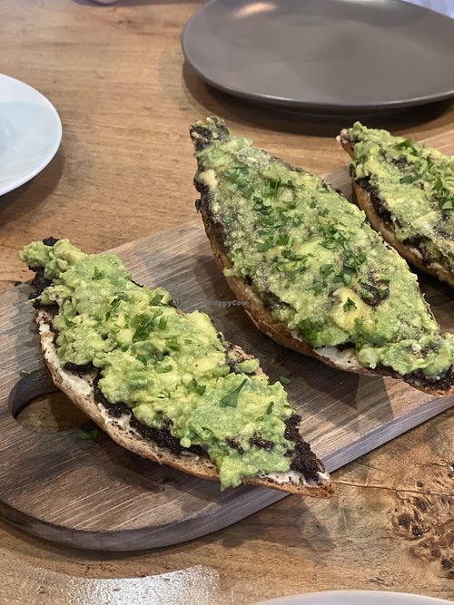 Bread with humus, avocado and olive tampenade  at Fornaccio in Chefchaouen