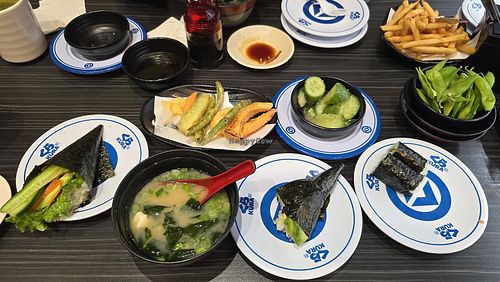 Vegan option spread at Kura Revolving Sushi Bar in Glendale