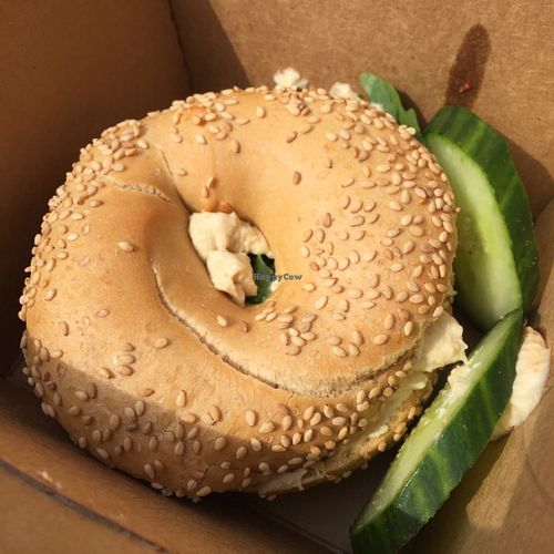 bagel with hummus, sundried tomato and rocket  at Bagels & Beans - Waterlooplein in Amsterdam