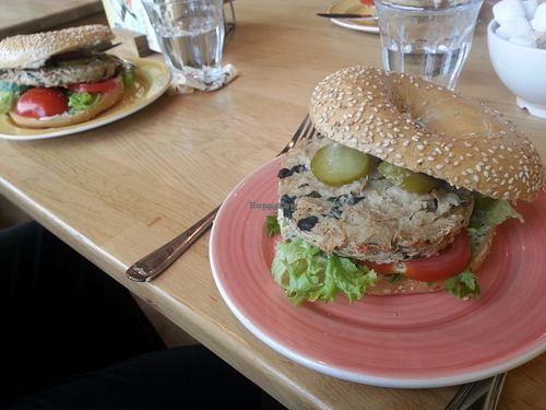 Seaweed burger at Bagels & Beans - Waterlooplein in Amsterdam