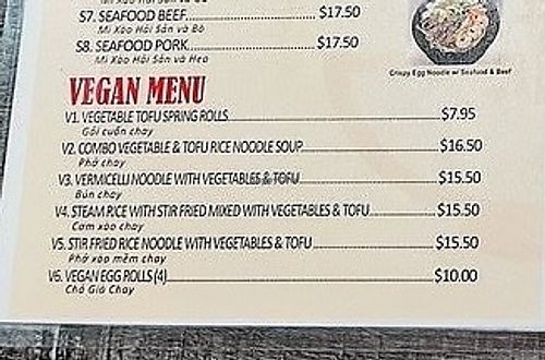 Vegan Menu  at Pho The Bowl in Mission Viejo