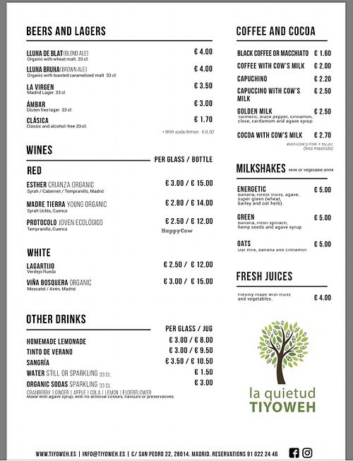 Menu 2 at Tiyoweh La Quietud in Madrid