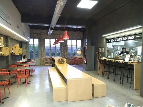 The seating /eating area  at OBBIO Food in Barcelona