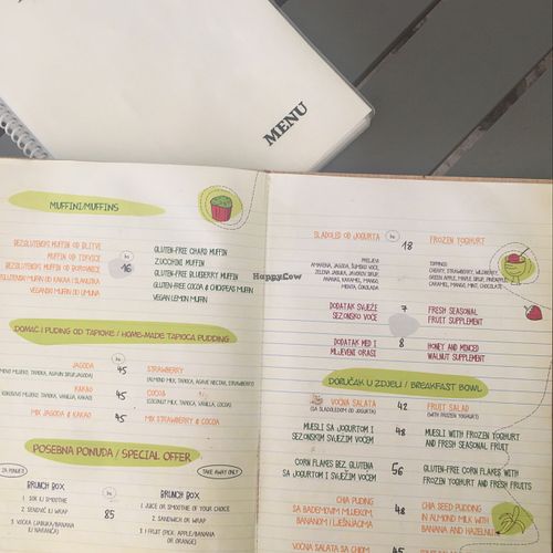 menue card at Vita Health Food Bar in Hvar
