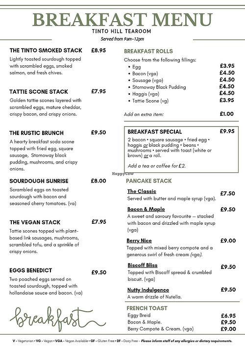 Vegan Breakfast   at Tinto Hill Tearoom in Biggar