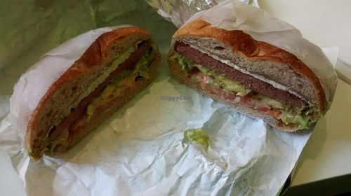 Cheese, avocado and steak sandwich at VLife in New York City