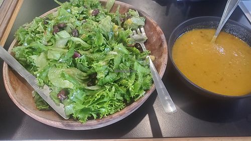 Southwest salad & curry soup at Coffee Lodge and Bakery in Plymouth