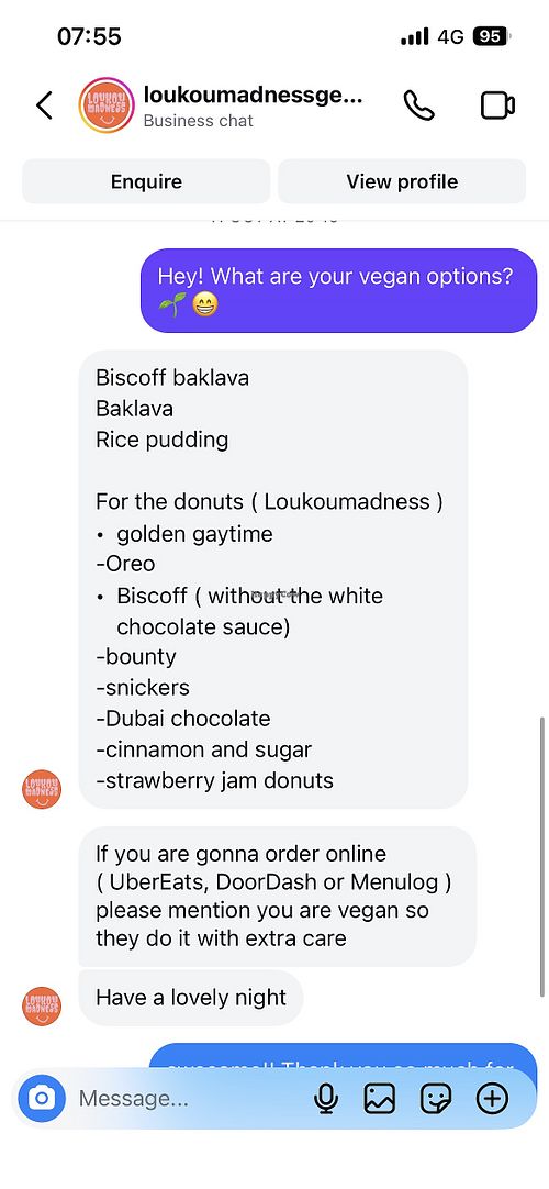 List of vegan options available 🌱   at LoukouMADNESS Greek Desserts in Geelong