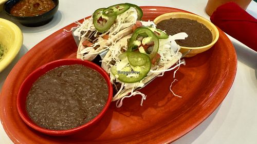 Vegan Tacos with double black beans  at Uno Mas Tex Mex in Dallas