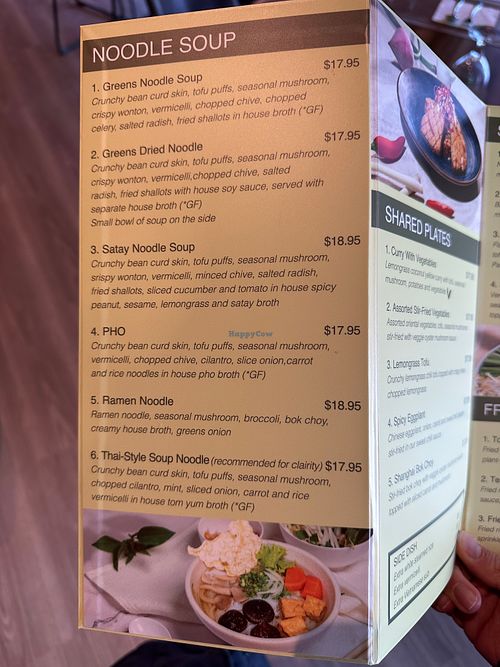 menu at The Greens Kitchen in Saskatoon