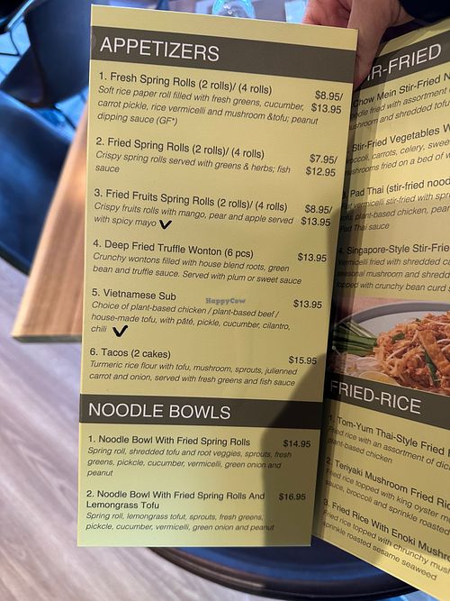 menu at The Greens Kitchen in Saskatoon