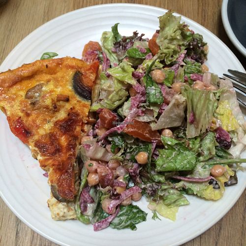 Mushroom pie and beetroot salad at Kin Cafe Vegetarian in London