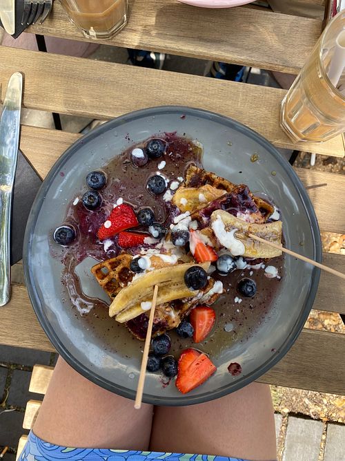 waffles at Kin Cafe Vegetarian in London