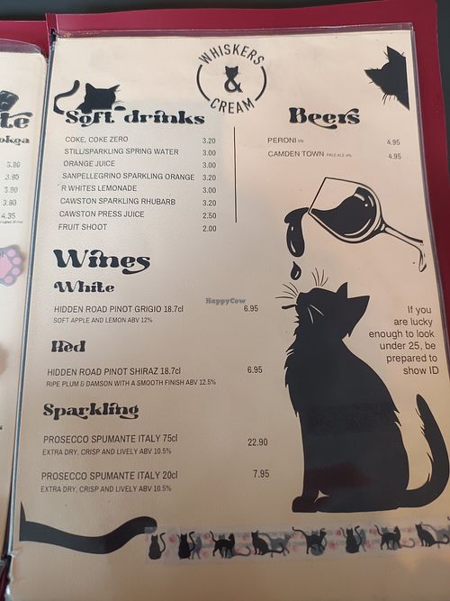 Menu at Whiskers & Cream Cat Cafe London in London