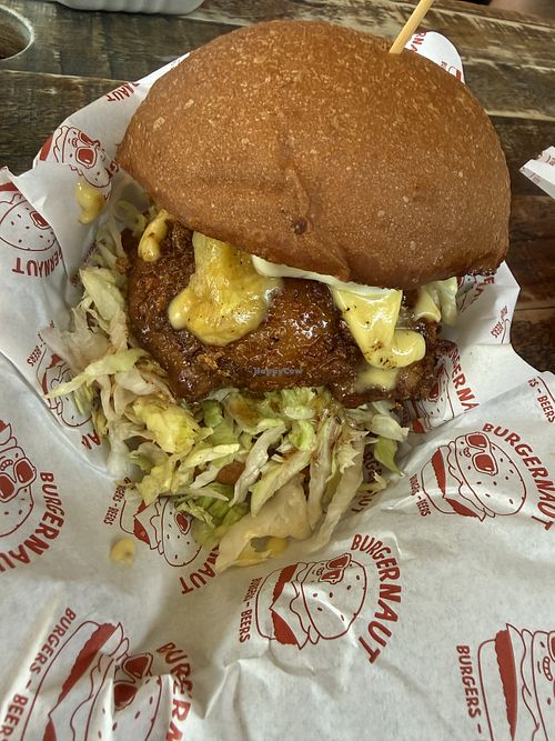 Vegan fricken burger  at Urbanaut Brewery and Taproom in Auckland