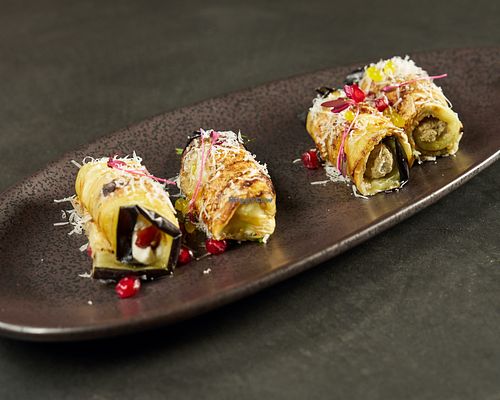 Aubergine roulette (vegetarian, can be vegan) at Askili Orchard in New York City