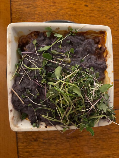 Vegan Shepards Pie made with lentil and sunflower seed tempeh  at Zach's Bistro in Newport