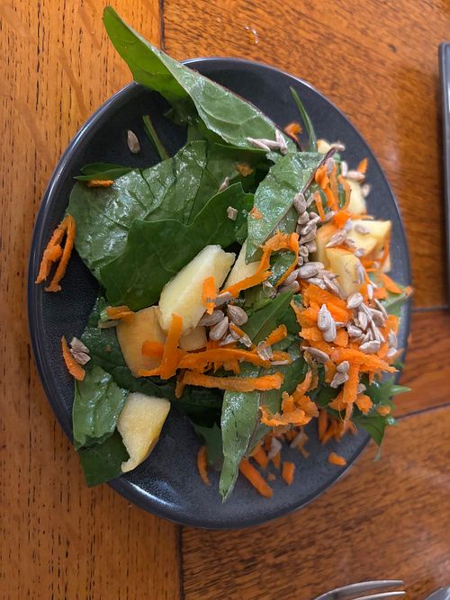 Salad without goat cheese crumbles at Zach's Bistro in Newport