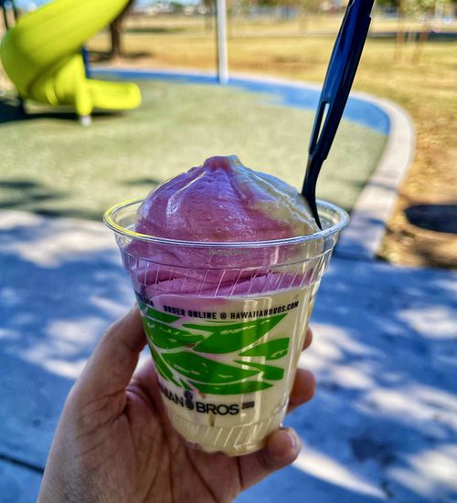 Dole Whip - swirl pineapple and strawberry   at Hawaiian Bros Island Grill in Tempe