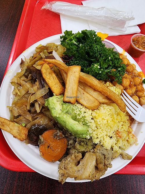 Tons of food from the buffet at B&D Halal #2 in New York City