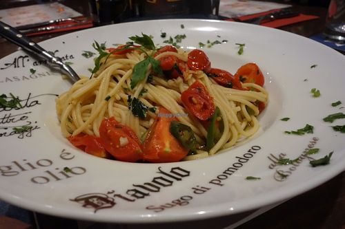 Aglio e olio with spaghetti (vegan) at Angelos Via Napoli in Saarbrucken