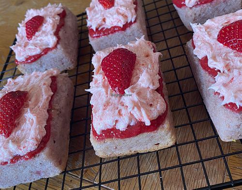 Strawberry Cake at Tide & Track Village Cafe in Porirua