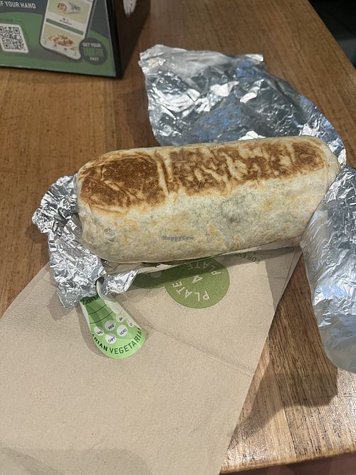 Vegan burrrito with pulled mushroom and vegan cheese and sour cream  at Zambrero Bondi Beach in Sydney