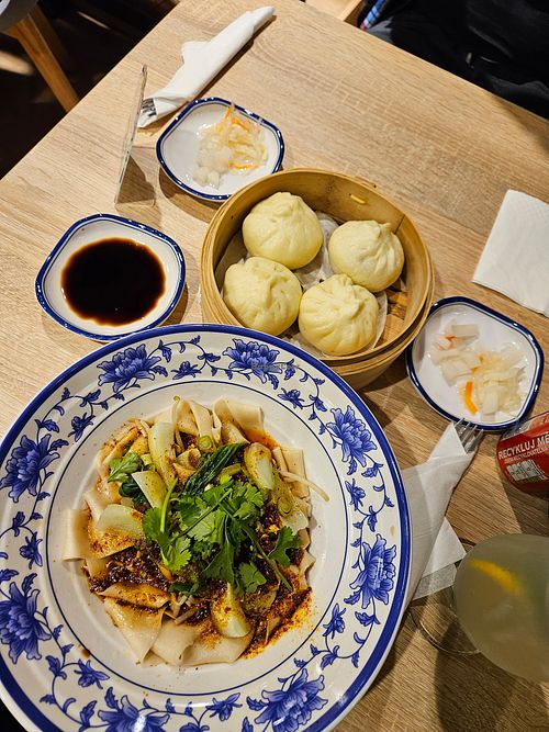 biangbiang and veggie baozi at Big Bowl in Prague