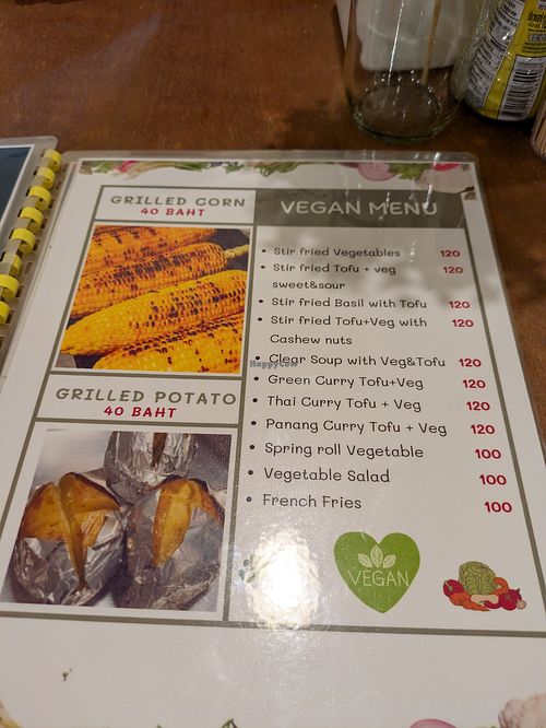 Vegan page at Sassy Sea Thai food Restaurant in Krabi