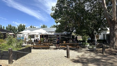 Spacious, relaxed outdoor dining with lots of fresh air.  at Kitchen Farm Pantry in Mount Barker