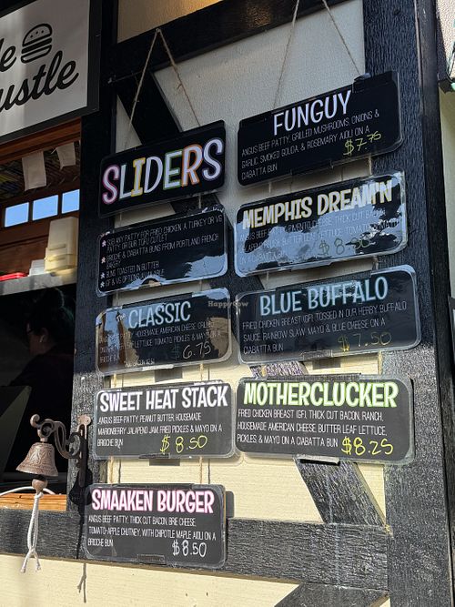 Menu  at Slide Hustle in Portland