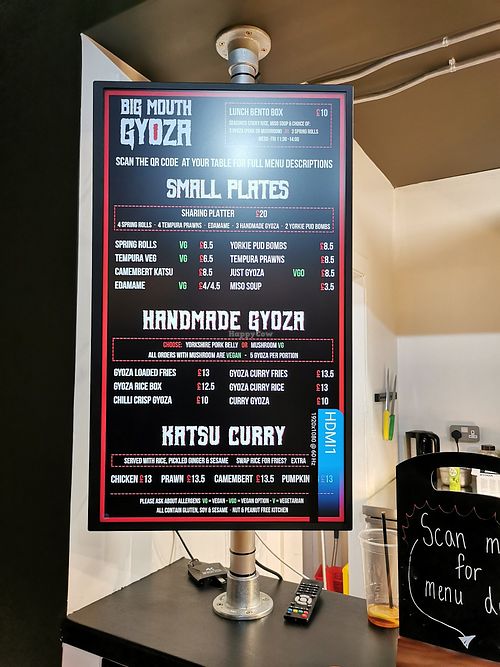 Everything under the 'handmade gyoza' option can be made vegan at Big Mouth Gyoza in Nottingham