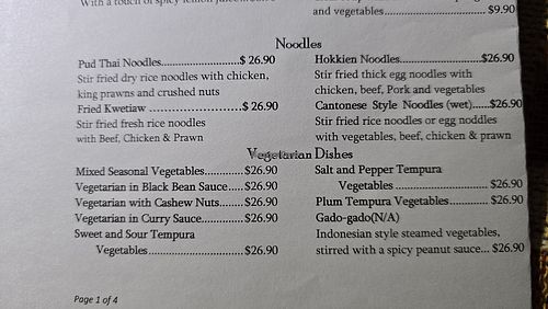 Some vegetarian dishes can be made vegan as well as some of the noodles. Fried rice can be made vegan too at Red Breeze Restaurant in Pilbara