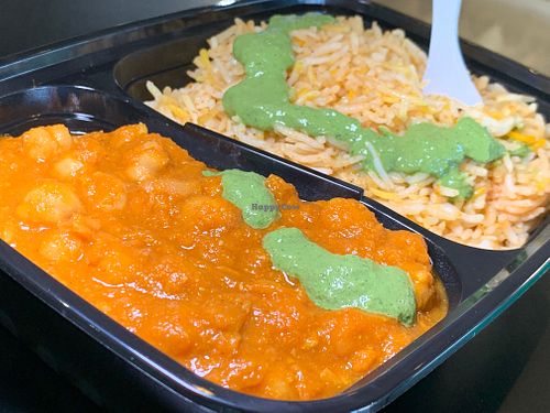 Chana Masala: Chickpeas, Tomato & Onion Gravy w/ Flavored Rice at Curry Leaf Grand Rapids Downtown Market in Grand Rapids