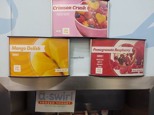 Vegan options are labeled at U-Swirl Frozen Yogurt in Waco